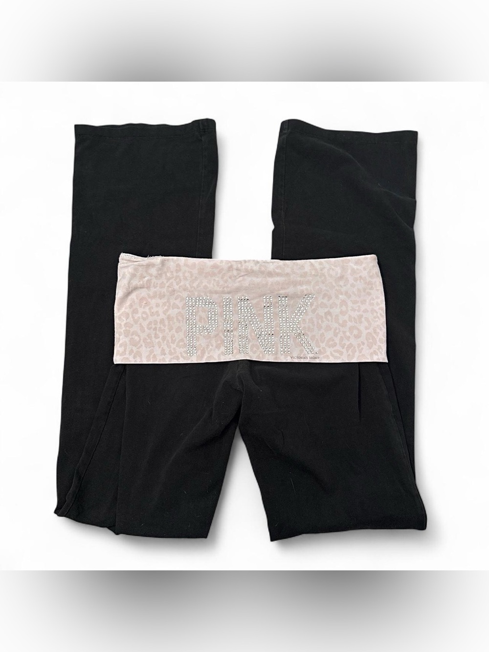 Vintage Victoria’s Secret PINK “pink” Leopard Print Flare Fold Over Leggings